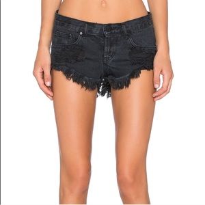 One Teaspoon Bonitas Fox Black Denim Jean Shorts